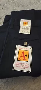 3 Boys Navy School Uniform Pants Size 14 Waist 27 Length 28 Relax Flat Front Reg - Picture 1 of 9