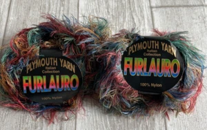 2 Plymouth Yarn Italian Collection Furlauro Faux Fur Color #845 Teal Orange 50g - Picture 1 of 3