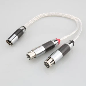 OCC Silver Plated 3Pin XLR Male to 2x Female Splitter Microphone Balanced Cable - Picture 1 of 10