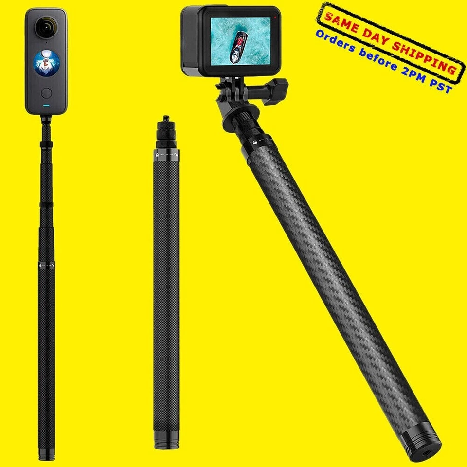 3m/9ft Carbon Fiber Selfie Stick Adjustable stretchable Extension Pole 1/4 Screw - Image 1 of 1
