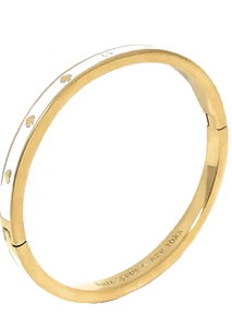 KATE SPADE NY SPOT THE SPADE BANGLE HINGED BRACELET WHITE / GOLD MSRP $79.00 - Picture 1 of 6