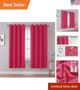 2-Pack Hot Pink Room Darkening Curtains 63 Inches - Perfect for Princess Decor - Picture 1 of 10