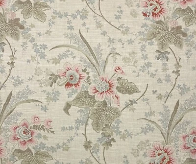 BALLARD DESIGNS LAURA FLORAL PARCHMENT MULTIPURPOSE DESIGNER FABRIC BY YARD 54"W - Image 1 of 4