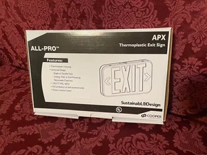 Cooper All-Pro Thermoplastic LED Exit Sign APX7R ~ RED LETTERS 25Watt 120/277 V - Picture 1 of 5