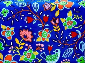 Sundborn Garden Fabric,Colorful Birds & Flowers,Blue Background,Cotton,44"x 36" - Picture 1 of 1