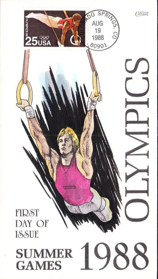 #2280 - 1988 OLYMPICS, Collins Hand-painted First Day Cover  Perfect!!! - Image 1 of 1