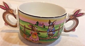 De colección. ADORABLE TAZÓN DE SOPA DE CONEJO DE DOBLE MANGO COMO NUEVO - Imagen 1 de 7