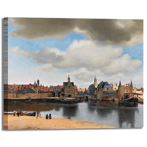 Vermeer vista su Delft design quadro stampa tela dipinto telaio arredo casa - Picture 1 of 4