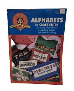 Looney Tunes Alphabets In Cross Stitch Leaflet 1998 Features Bugs Taz The Gang - Picture 1 of 15