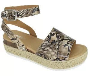Soda Women Wedge Sandal Open Toe Strap Flatform Espadrilles Natural Python TOPIC - Picture 1 of 3
