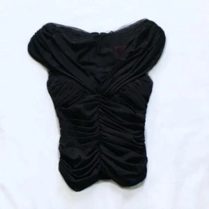 JS Collections Black Vintage Ruched Mesh Top Zip Back Size 4 - Picture 1 of 4