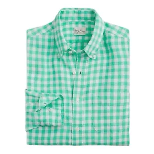 J Crew grün kariert irisches Leinen Langarm Knopfleiste Herren Größe S klassische Passform - Bild 1 von 8
