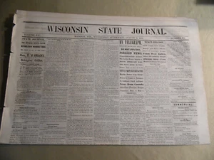 Wisconsin State Journal / Madison Wisconsin / August 19 1868 / Free USA Ship - Picture 1 of 3
