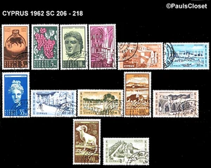 CYPRUS 1962 SC 206-218 VARIOUS DEIGNS FROM CYPRUS 3m - £1 USED F/VF - Picture 1 of 2