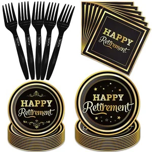 96 Pcs retirement Party Plates and Napkins Party Supplies，Happy Retirement Pa... - Picture 1 of 5