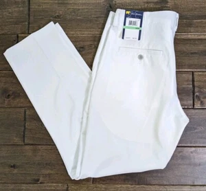 Jack Nicklaus White Flat Front Golf Pants 34X30 Active Waistband New UPF 50 New - Picture 1 of 6