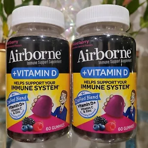 2x Immune Support Vitamins D Airborne Supplement 60 Gummies WIld BeRRy - Picture 1 of 2