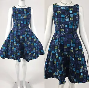 Vintage 50er Jahre hawaiianischer Rockabilly-Stil Kollektiv Kreis Rock Kleid Pinup Swing - Bild 1 von 12