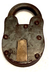 Antique Lock Cast Iron W/ Brass Tab No Key Unmarked Old Padlock