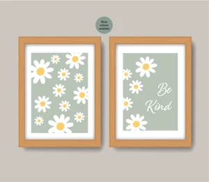 Daisy Nursery Print | Be Kind Quote | Pink | Girls Bedroom | Floral | Baby Gift - Picture 1 of 14