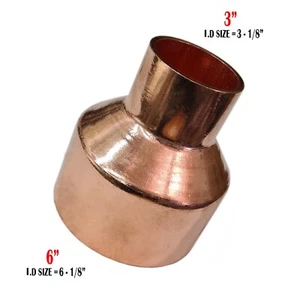 3" x 6" COPPER REDUCER COUPLING PIPE FITTING ,Sweat Wrot Connecting - Picture 1 of 1