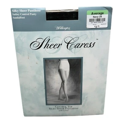 Pantimedias Worthington Sheer Caress sedosas transparentes control superior promedio azul marino Foto 1 de 2