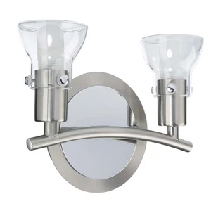 Brushed Steel And Chrome 2 Light Wall Sconce Orig $175 - Picture 1 of 1