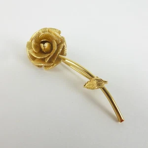 Goldfarbene Brosche Rose Blume Modeschmuck 5 cm Vintage - Bild 1 von 7