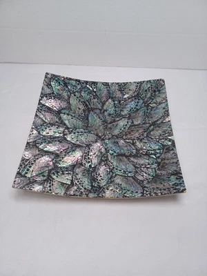Abalone Shell Mosaic Square Curved Tray 11¼" X 11¼" - Image 1 of 4
