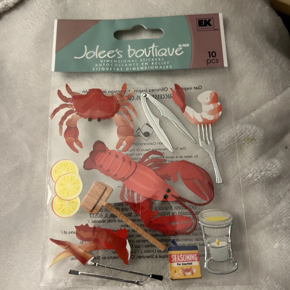 RARE Jolee's Seafood Feast Crabs Lobster Clams Beer Scrapbook Stickers - Image 1 of 1