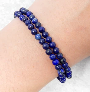 Original Lapis Lazuli  4mm Beaded Stretch Bracelet Boost Leadership 1pc - Picture 1 of 3