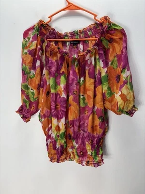 Top corto para mujer Ann Klein floral seda talla M tropical Foto 1 de 4