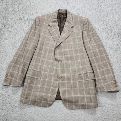 Casaco esportivo masculino Canali 58R marrom janela painel xadrez dois botões marca xisto Itália - Imagem 1 de 4