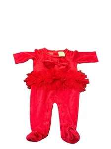 First Impressions Baby Mädchen rot Samt Fuß Outfit Tutu Schleife Größe Newborn - Bild 1 von 4