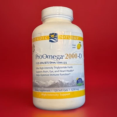 Nordic Naturals ProOmega 2000-D 120 Caps 1125 EPA 875 DHA 1000 D3 Exp 10/26 Foto 1 de 2