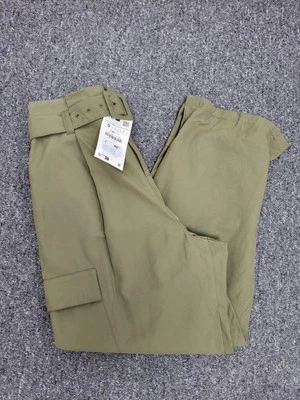 Zara Khaki Green Paperbag Crop Trousers Side Pockets. Size Small. BNWT. PW - Image 1 of 4