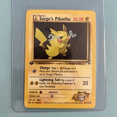 Pokémon TCG Gym Heroes Lt. Surge's Pikachu #81/132 1st Edition NM - Image 1 of 2