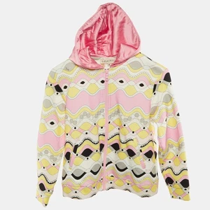Emilio Pucci Kids Pink Printed Cotton Hooded Jacket Size 10 Yrs - Picture 1 of 7