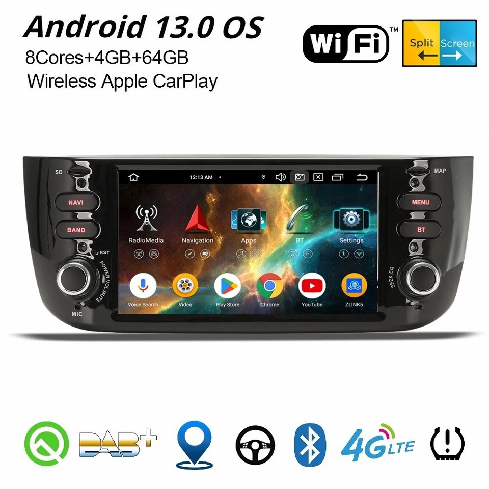 4+64GB 8-Kern Android 14 Autoradio Fiat Grande Punto Linea GPS DAB+ CarPlay Wifi - Bild 1 von 4