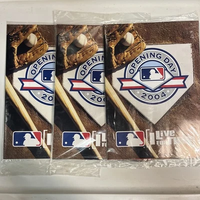 (3) Three Sealed 2004 MLB Baseball Opening Day Programs & Upper Deck  Cards - Image 1 of 4