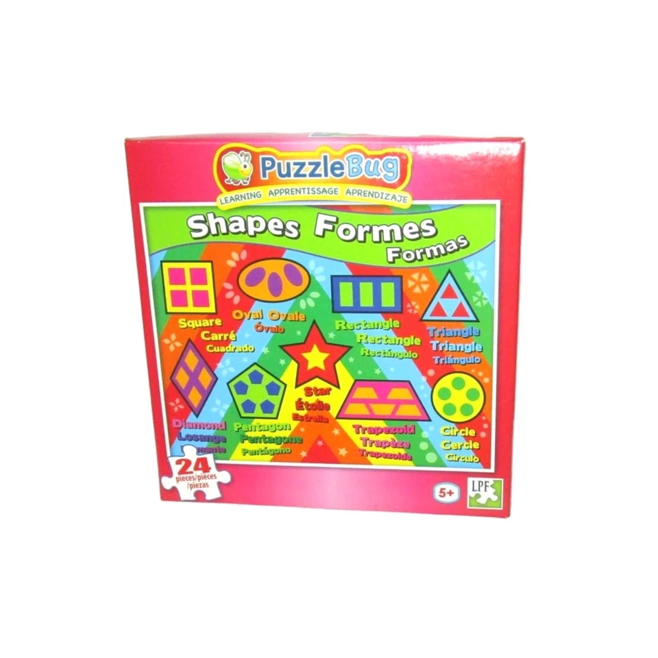 Puzzle Bug Puzzle Learn About Shapes, 24 Pieces, English French Spanish - Image 1 of 2