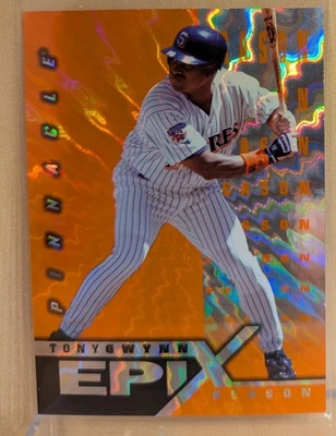 1998 Pinnacle EPIX SEASON ORANGE #9 Tony Gwynn Padres Refractor RARE INSERT - Image 1 of 2