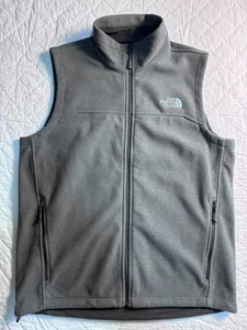 The North Face Mens Full Zip Fleece Vest Jacket Gray Zipper Pockets Logo M - Picture 1 of 12