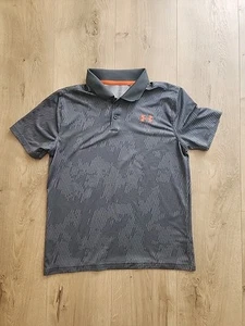 Under Armour shirt UA Golf Collared Short Sleeve Gray Orange YLG boys large Polo - Picture 1 of 3