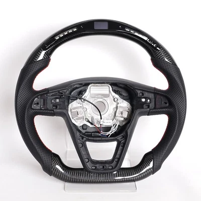 Carbon Fibre LED Steering Wheel W/Finger Grips For Seat Leon Cupra Tarraco Arona - Image 1 of 4
