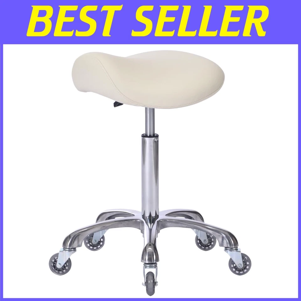 Professional Saddle Stool with Rolling Wheels - Perfect for Home Office & Salons - Image 1 of 4