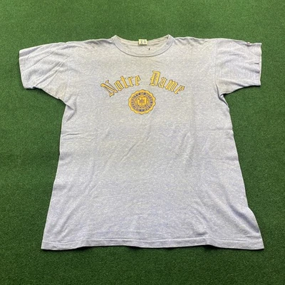 Vintage Notre Dame Shirt Mens XL Blue 80S Champion College Cotton Rayon Tee USA - Image 1 of 4