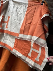 Designer Look H Schal cozy Tuch Creme Fransen Orange - Bild 1 von 4