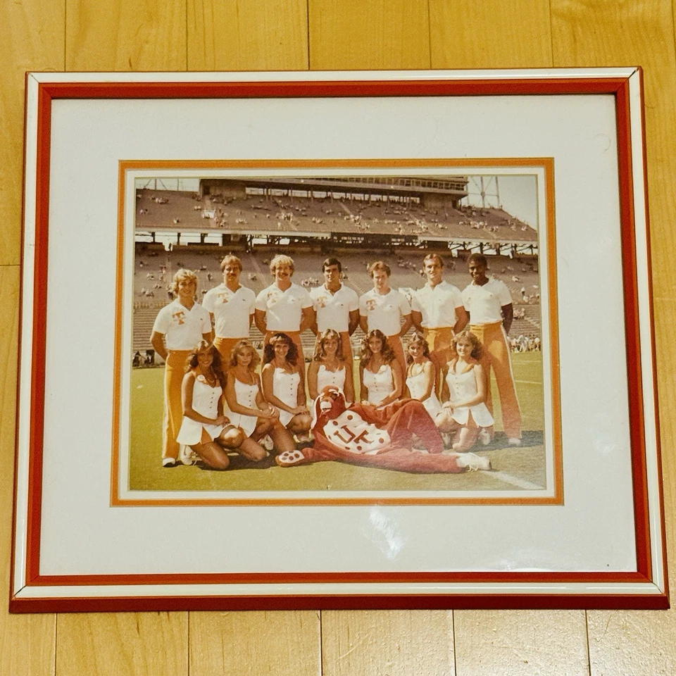 VTG Framed 1982 Tennessee Volunteers Football Photo SEC Cheerleaders Smokey UT - Image 1 of 4