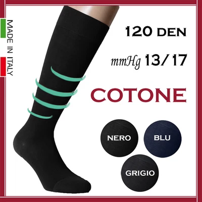 Gambaletti a Compressione Graduata Cotone Calze Elastiche Sanitarie Uomo Donna - Immagine 1 di 4